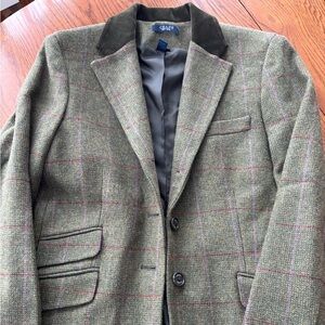 Chaps Olive Plaid Women’s Tweed Blazer